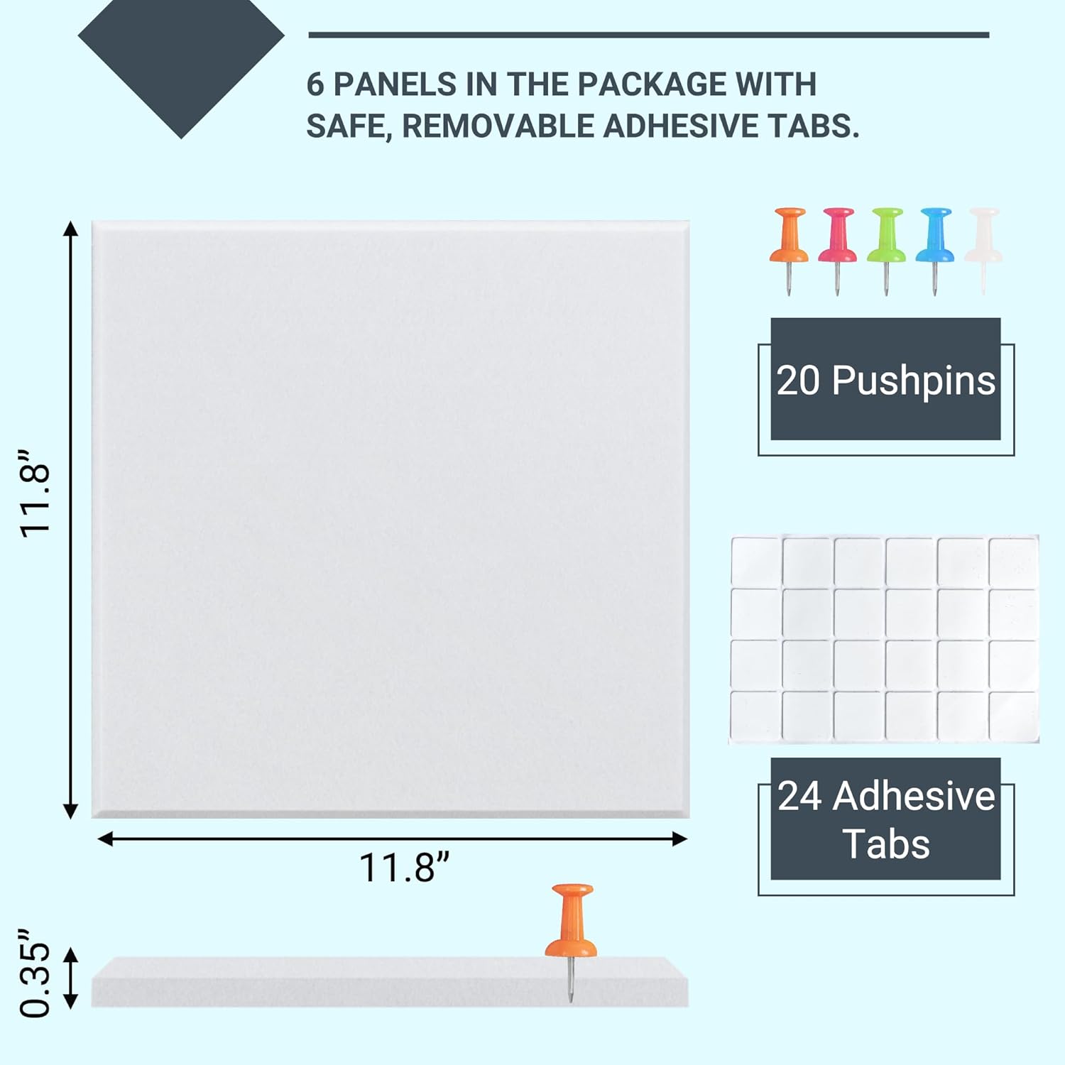 AKTOP White Cork Bulletin Board 24"x36", 6 Pack Removable Felt Cork Board Tiles for Wall, Large 2 x 3 Bulletin Board Notice Pin Board for Office, School & Home, 24 Safe Adhesive Tabs, 20 Push Pins - Lumora Desk