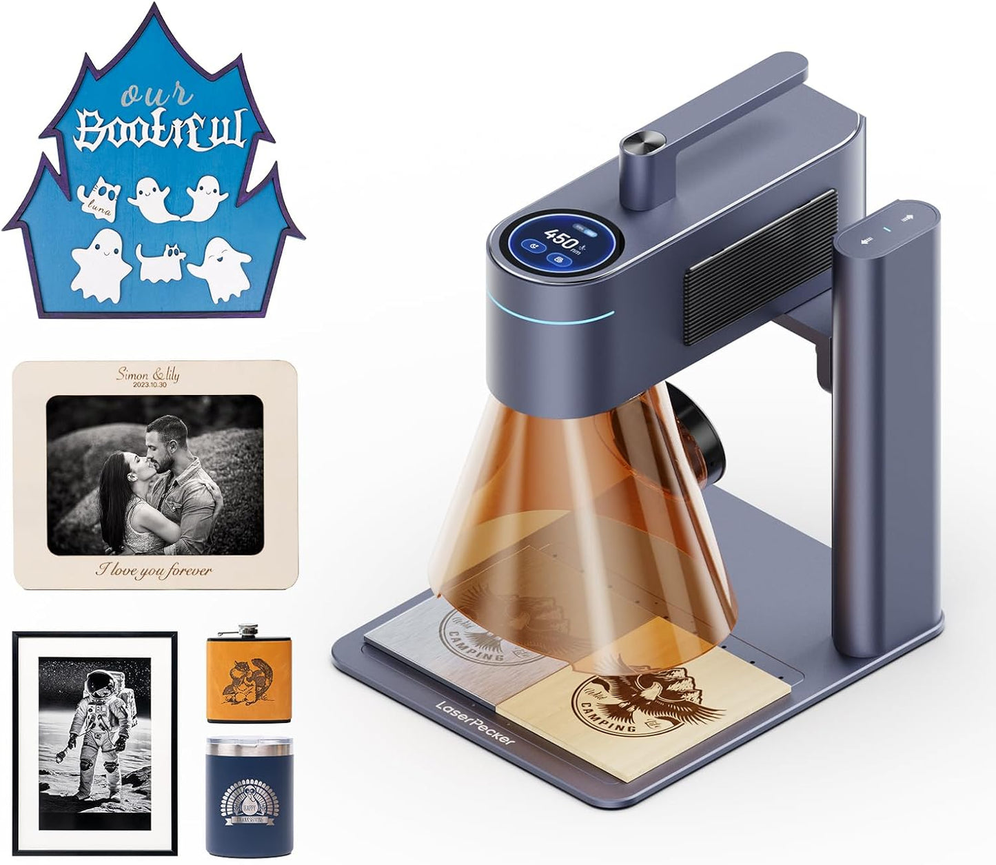 LaserPecker LP4 Dual-Laser Engraver, Portable 8K 240,000mm/min Engraving, Auto-Switch IR/Diode for Metal/Wood/Acrylic, Smart Screen Repeat & 160x120mm Area, Basic Set