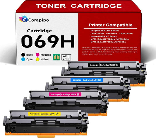 069H / 069 High Yield Toner Cartridge Set :Compatible Replacement Canon 069H Toner for Canon MF753Cdw / 069 / 069H Toner Cartridge for ImageCLASS MF753Cdw MF751Cdw MF750C LBP674Cdw Printer