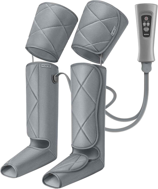 RENPHO Leg Massager, Air Compression Leg Massager Calf Massager for Circulation and Pain Relief, Mothers Fathers Day Gift, Grey