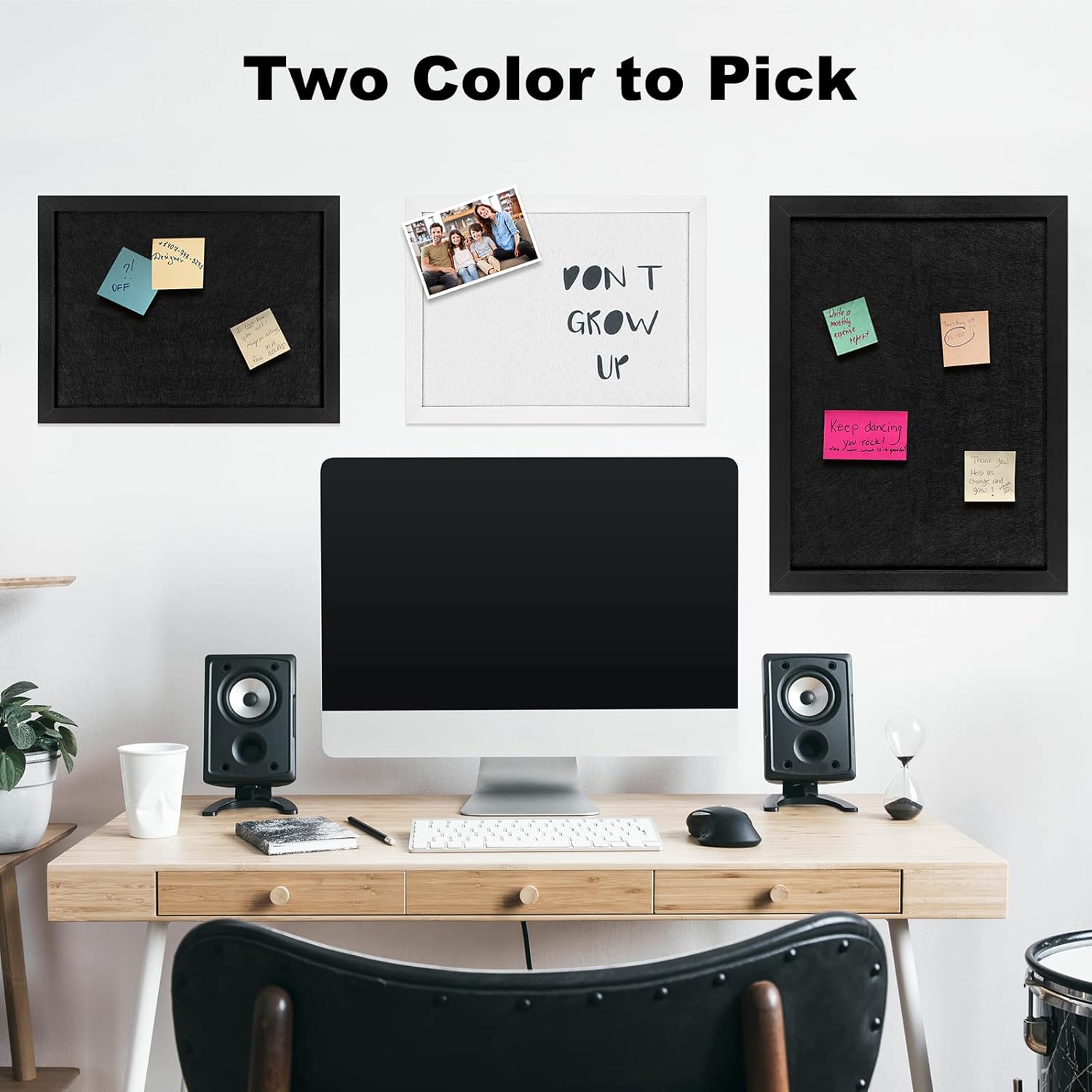 TORASO Cork Board Bulletin Board with Felt,Wood Framed Display Bulletin Board for Walls with Pins, Eye Bolts, gaskets, Screws, Pin Board for Office, School and Home(Black,1pc) - Lumora Desk