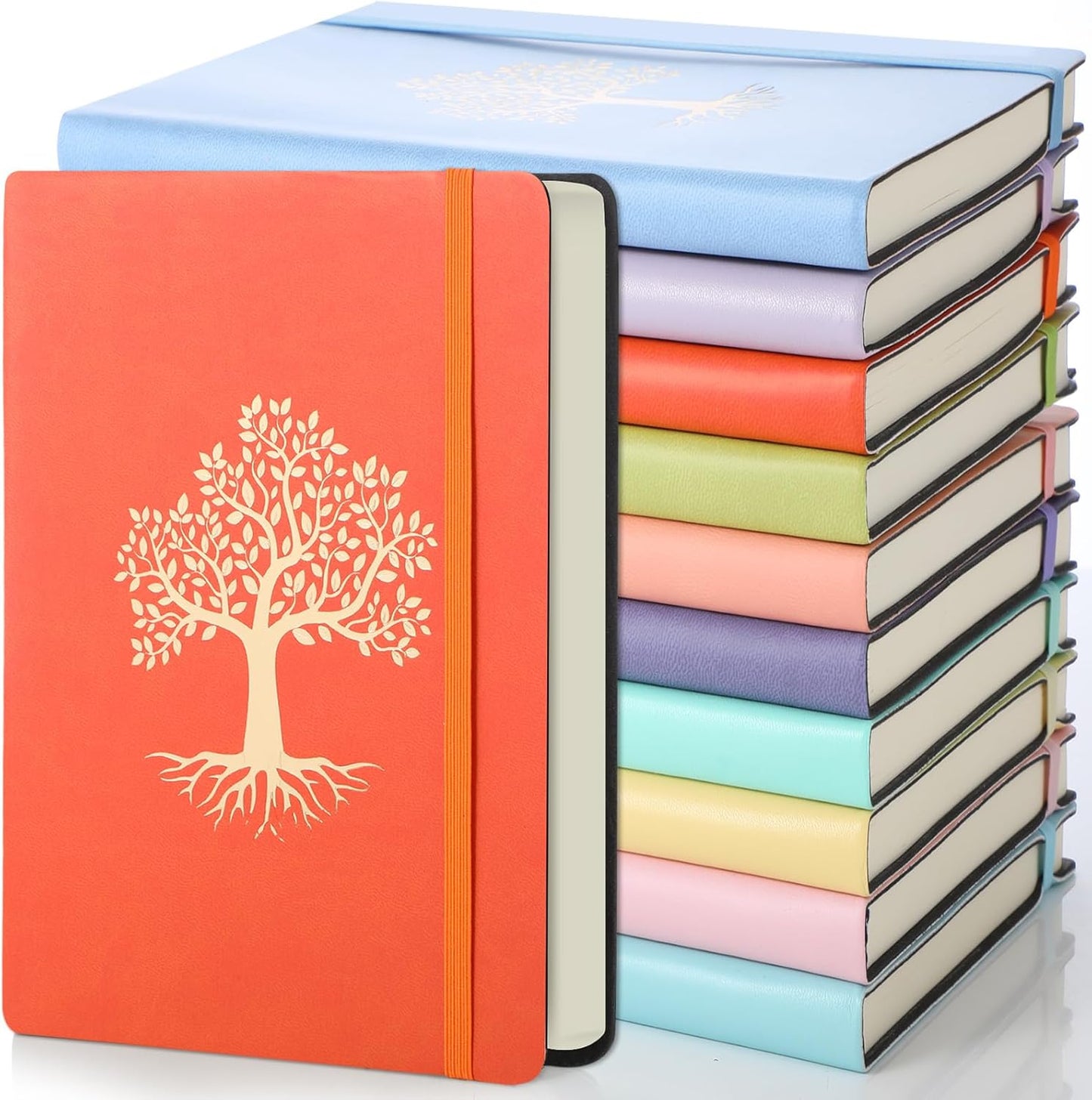 10 Pack Lined Journal Notebook A5 Leather Hardcover Journals for Writing 200 Pages 10 Colors Notepad for Travel Work School Office Business Note Taking Diary 5.7" x 8.3" (Vibrant Color)