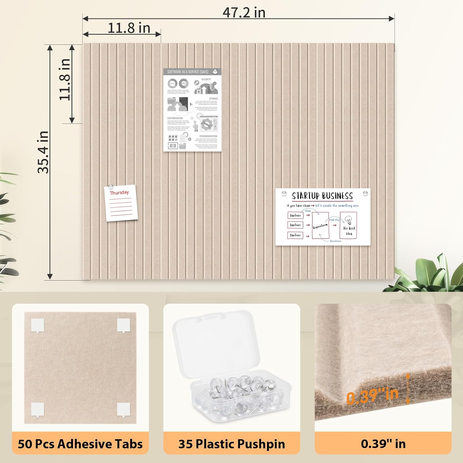 Smarpau 12 Pack Large Cork Board, 48"x36" Felt Bulletin Board, Corkboard with 35 Pushpins 50 Removable Security Stickers, Cork Boards for Office Home - Lumora Desk