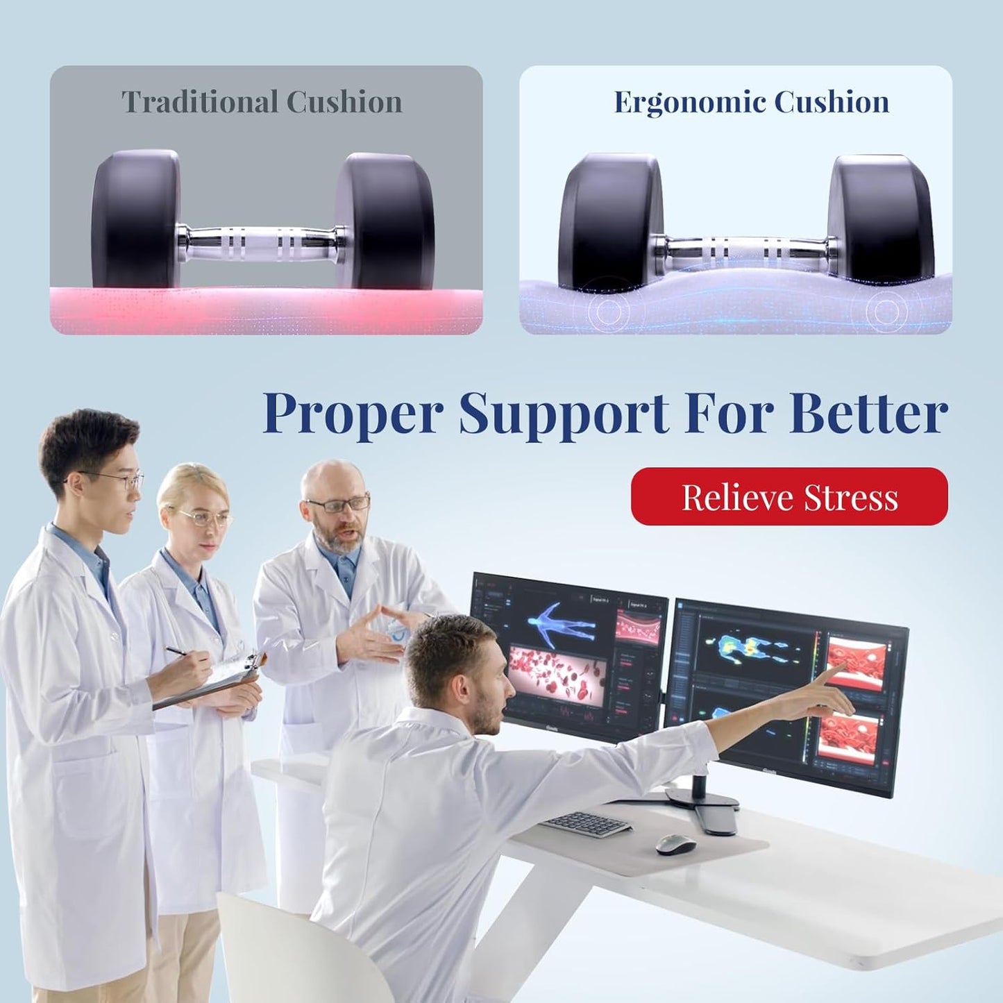 Benazcap Wheelchair Cushions Seat Cushion for Tailbone Pain Relief/Hemorrhoid - Hip Shaped Memory Foam Office Chair Cushions to Unleash Supreme Comfort in Office, Home, and Car Seating-Black