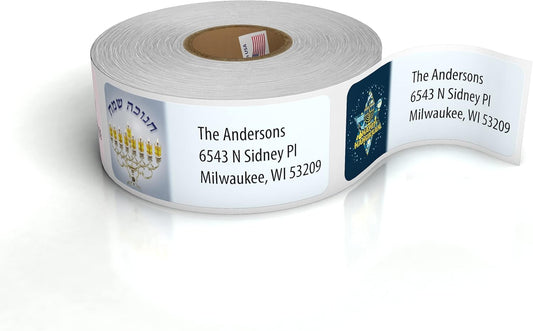 Customized Personalized Address Labels - Made in The USA by Kenco (500 Labels, Hannukah) - Lumora Desk