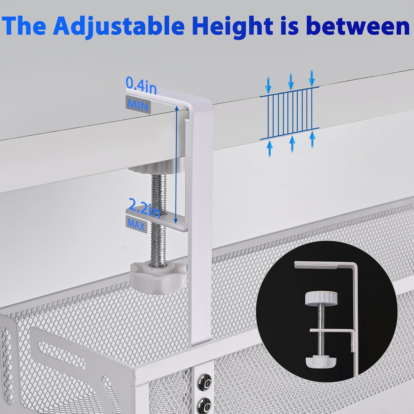 Under Desk Cable Management Tray – No Drill Cord Organizer & Power Strip Holder – Wire Cable Tray for Home Office Desk Setup (L-White)