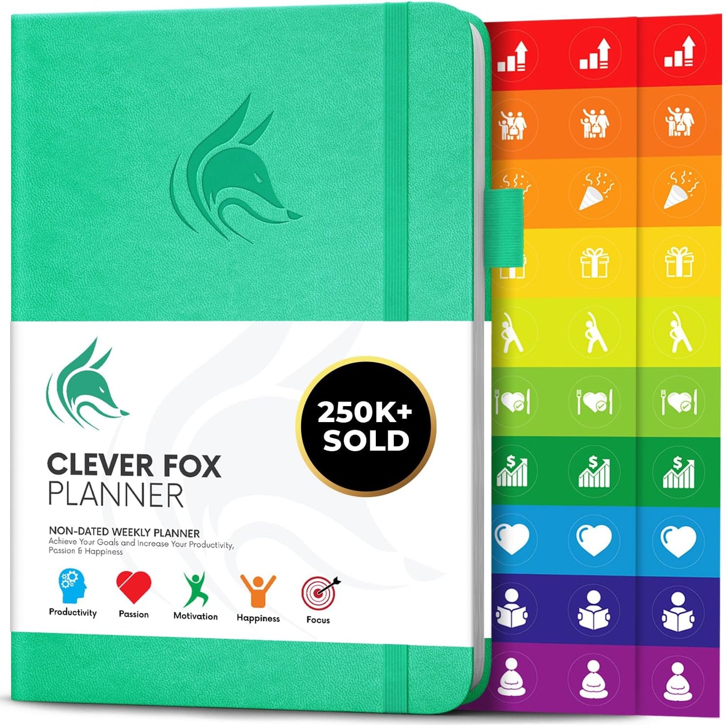 Clever Fox Planner – Undated Weekly & Monthly Planner for Productivity, Time Management & Goals – Organizer Journal – A5 (Emerald)