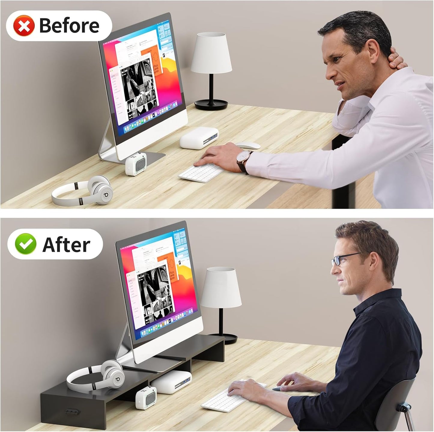 Pholiten Dual Monitor Stand Riser for 2 Monitors，Desktop Monitor Stand with Adjustable Length and Swivel Angles, Extra Long Multifunctional Stand up to 48.2" fit Computer Laptop Printer Max 44 lbs