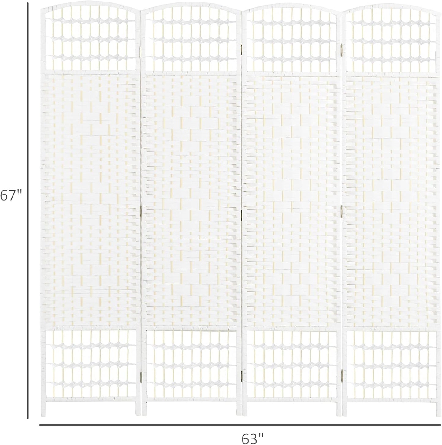 NicBex Room Divider 4 Panel Room Dividers with Woven Paper Design Partition Room Dividers and Folding Privacy Screens 5.6 FT Wall Divider for Office, Room Separation,63.6" W x 0.5" D x 67" H, White - Lumora Desk