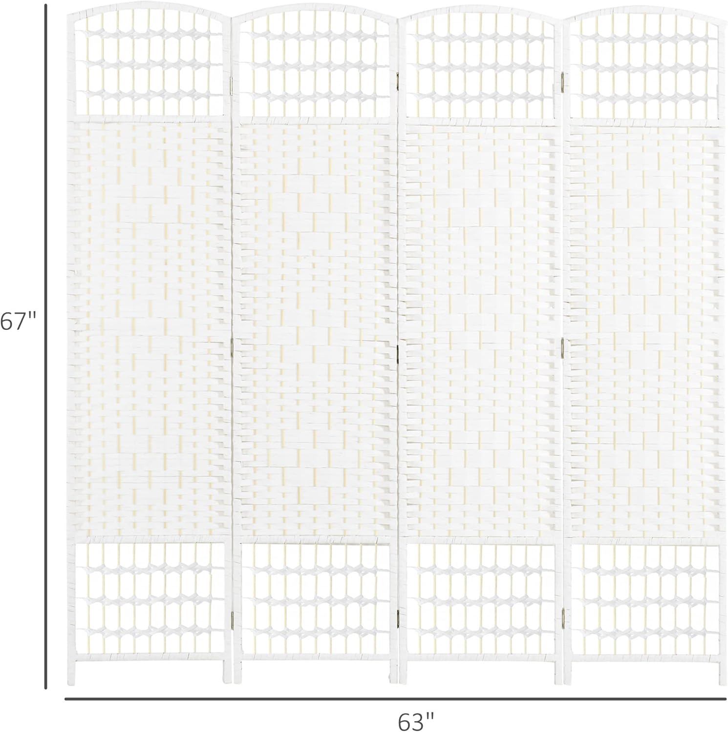 NicBex Room Divider 4 Panel Room Dividers with Woven Paper Design Partition Room Dividers and Folding Privacy Screens 5.6 FT Wall Divider for Office, Room Separation,63.6" W x 0.5" D x 67" H, White - Lumora Desk