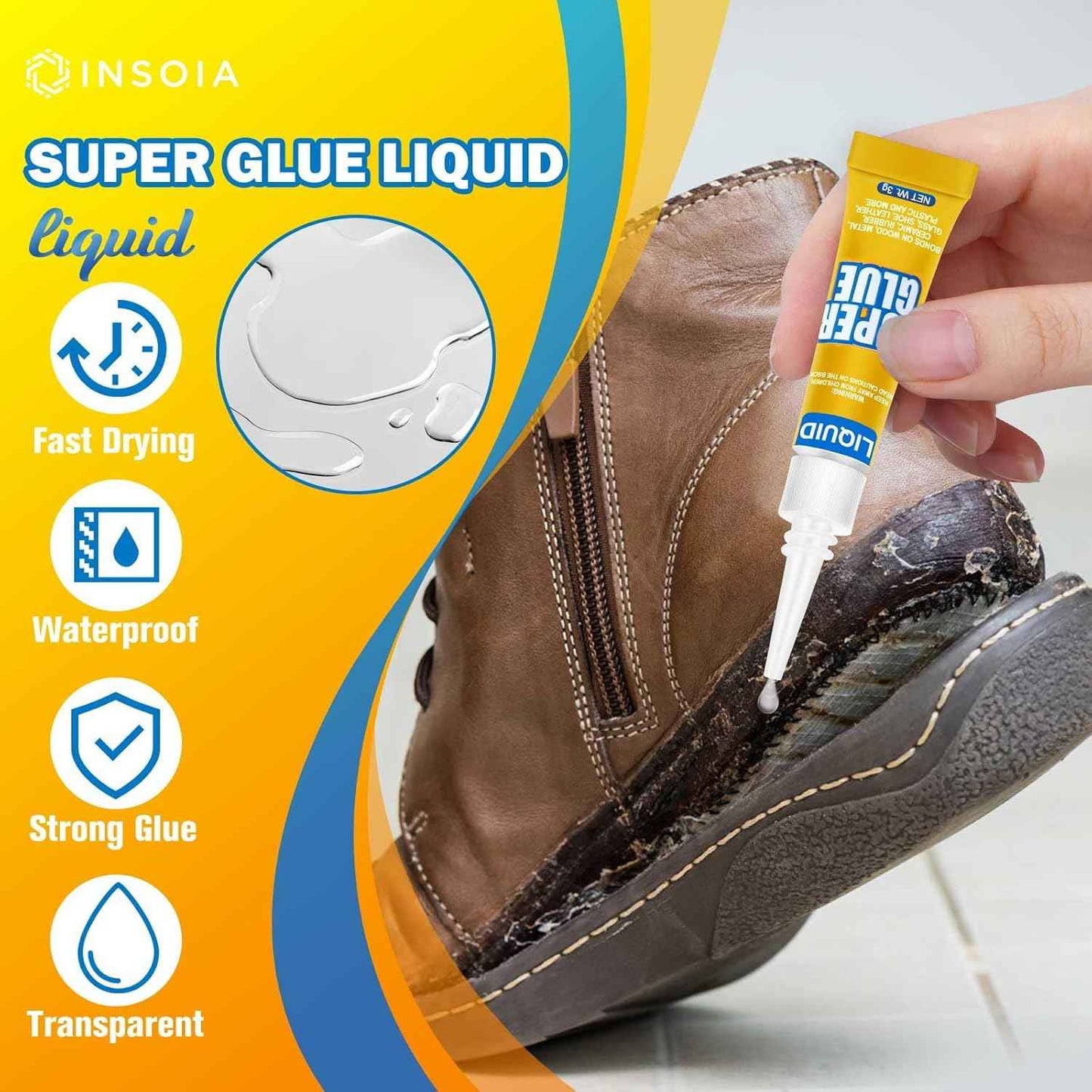 Super Glue Liquid Clear, 24 X 3g All Purpose Strong Adhesive Ca Glue Cyanoacrylate Quick Dry Instant Glue for Plastic, Metal, Ceramic, Shoe, Wood, Leather, Model, Rhinestone, Jewelry and DIY Crafts
