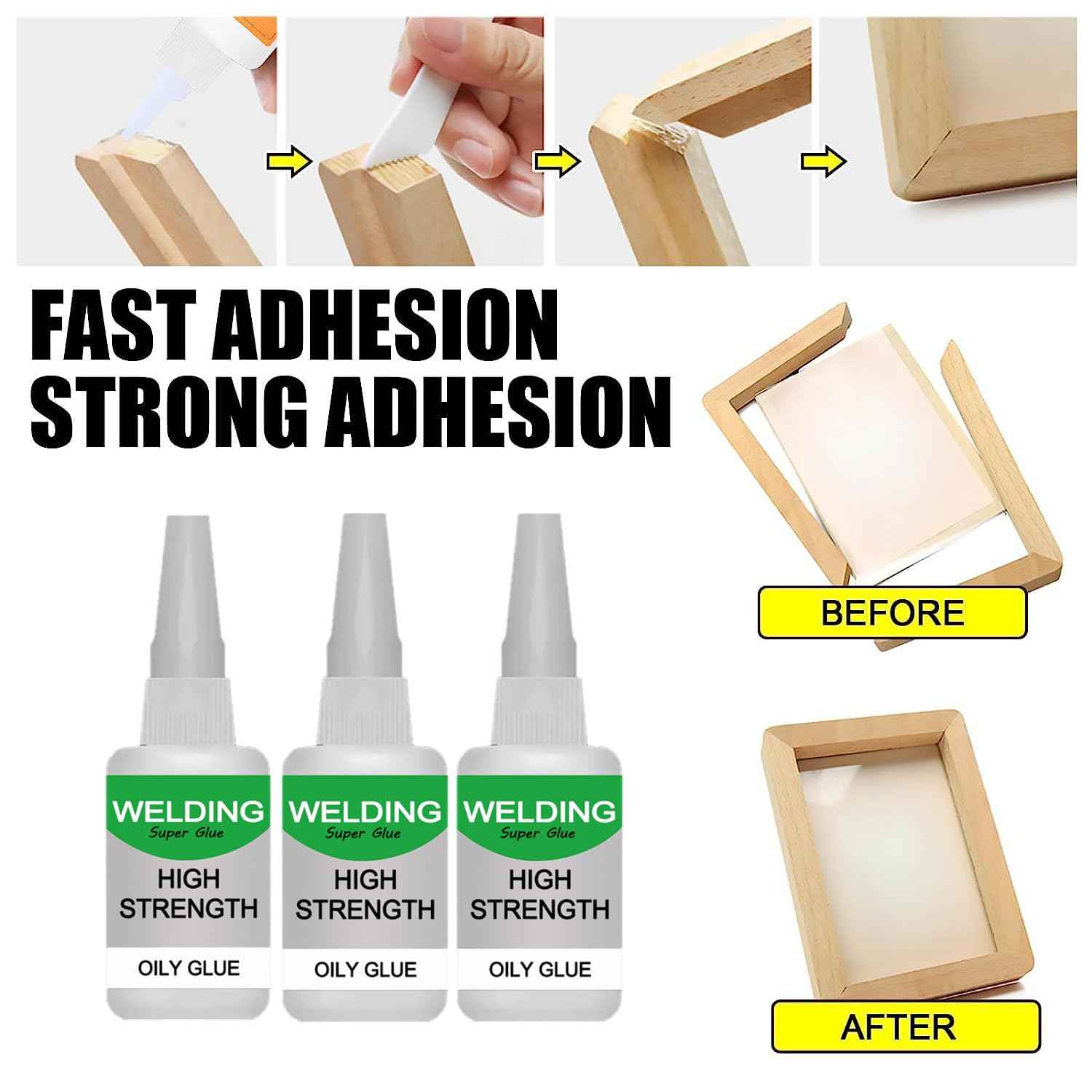 Jue-Fish Multifunctional Glue, Welding High-Strength Oily Glue, Universal Super Glue, Instant Bonding, Strong Adhesion, Repairs Last Long Time for Metal, Wood, Ceramics,Leather, Glass (clear4pc)