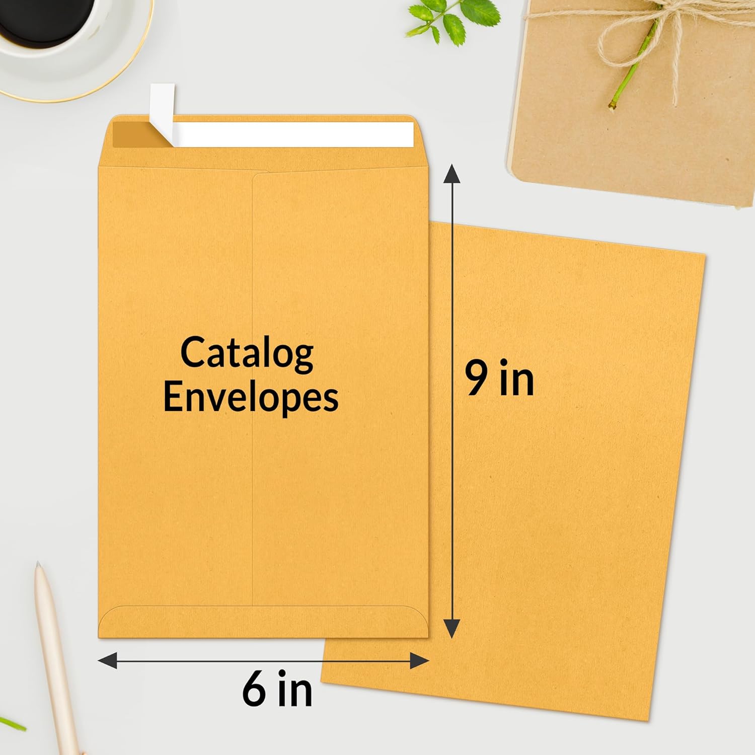 SUNEE 6x9 Envelopes Self-Seal Catalog Mailing Envelopes -100 Count, Ultra Strong Quick-Seal, 6x9 inch Brown Kraft Manila Envelopes Security Envelopes - Lumora Desk
