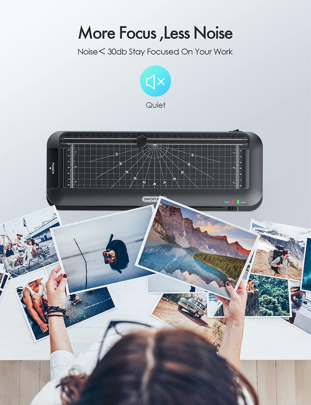 Thermal Laminator Machine, 9-Inch, 3-in-1 Laminator with Built-in Paper Trimmer, Hole Punch & Corner Rounder, 50 Laminating Pouches, Fast 3-Min Warm-Up, Jam-Free for Home, Office, School