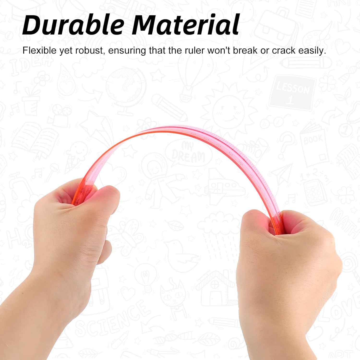 32 Pack 12 Inch Plastic Rulers,Transparent and Opaque Assorted Colors Ruler Set with Inches and Centimeters,Bulk Metric Rulers for School, Classroom, Office, or Home Supplies