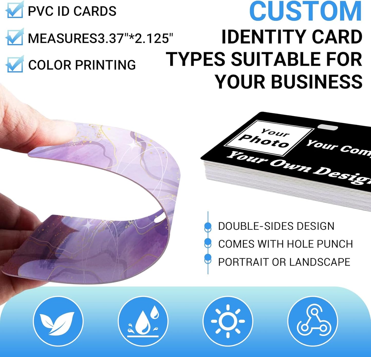Custom Id Badge Custom Id Card Identification Badges Customizable Personalized Name Badge Customize Name Tag Photo Logo Employee Work Office Volunteer Customized Personal (Add Your Design-Horizontal)