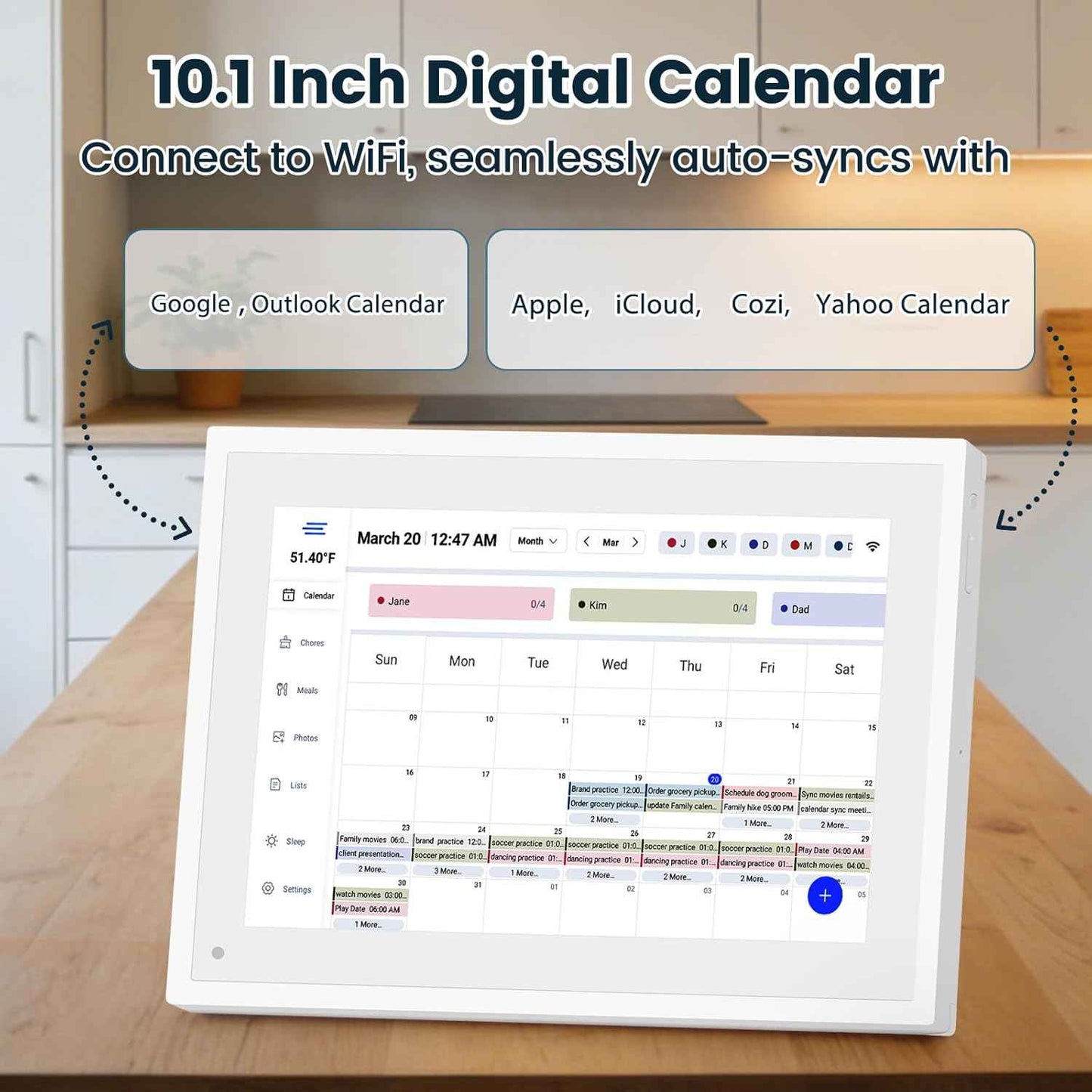 15.6 Inch Digital Calendar Wall, Electronic Planner & Chore Chart, 1080P Full HD Interactive Calendar Touchscreen for Family Planner Display, Smart Family Calendar, Desk/Wall Mountable, Gifts for Women Men
