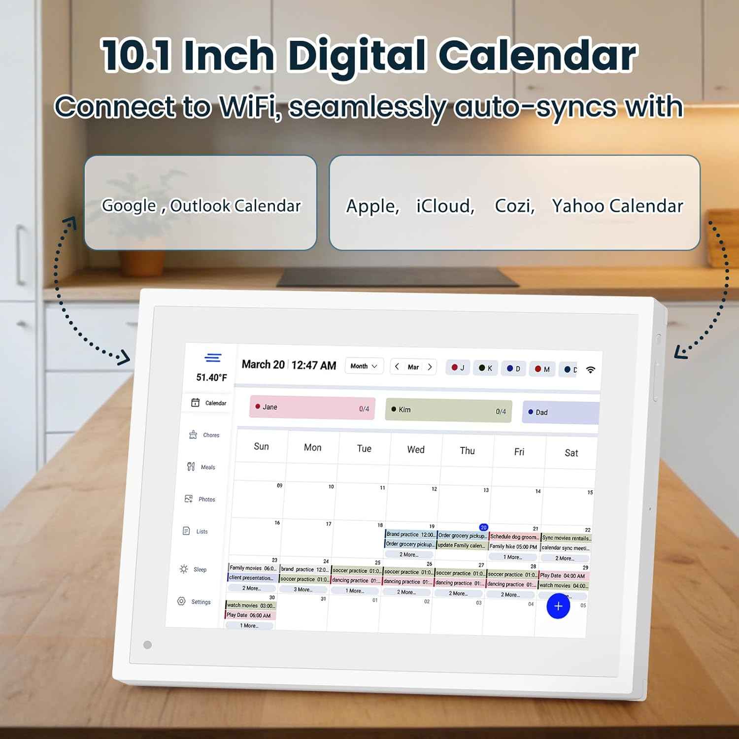 15.6 Inch Digital Calendar Wall, Electronic Planner & Chore Chart, 1080P Full HD Interactive Calendar Touchscreen for Family Planner Display, Smart Family Calendar, Desk/Wall Mountable, Gifts for Women Men