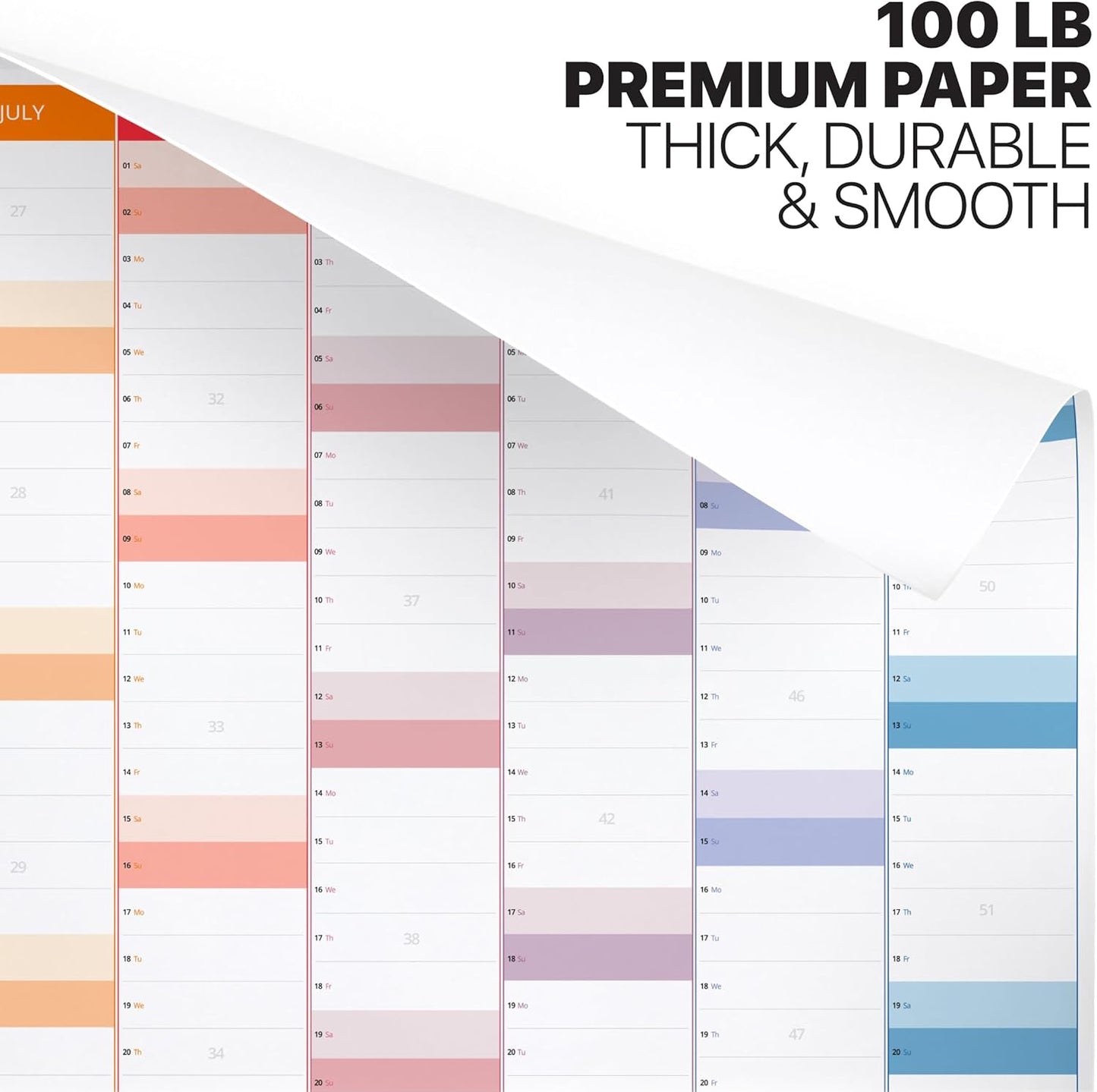 Wall Planner 2026 - Extra Large 33” x 24” Color Full Year Wall Calendar - 12 Month Planner 2026 Yearly Planner Wall Calendar Personalized Calendar 2026 - Columns Edition