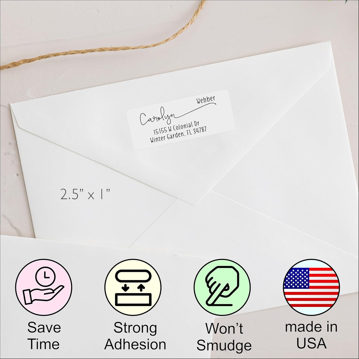 White Address Labels - Personalized Return Address Labels, Custom Printed Mailing and Shipping Labels for Envelopes, Packages, Business, Home Use (Joyful Script) - Lumora Desk