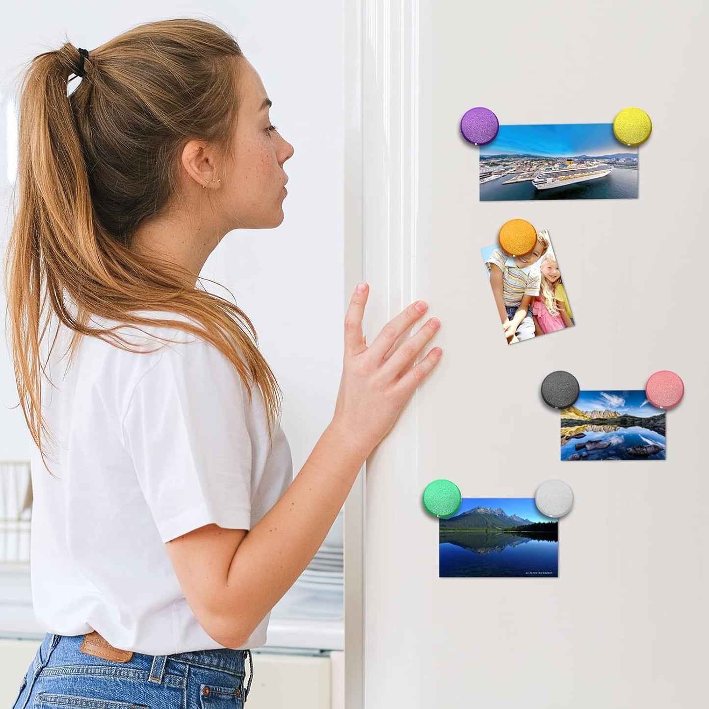 Qualsen Fridge Magnet, 20 Pack Cute Magnets for whiteboard, Refrigerator, Locker, Office, Classroom, Kitchen (Black)