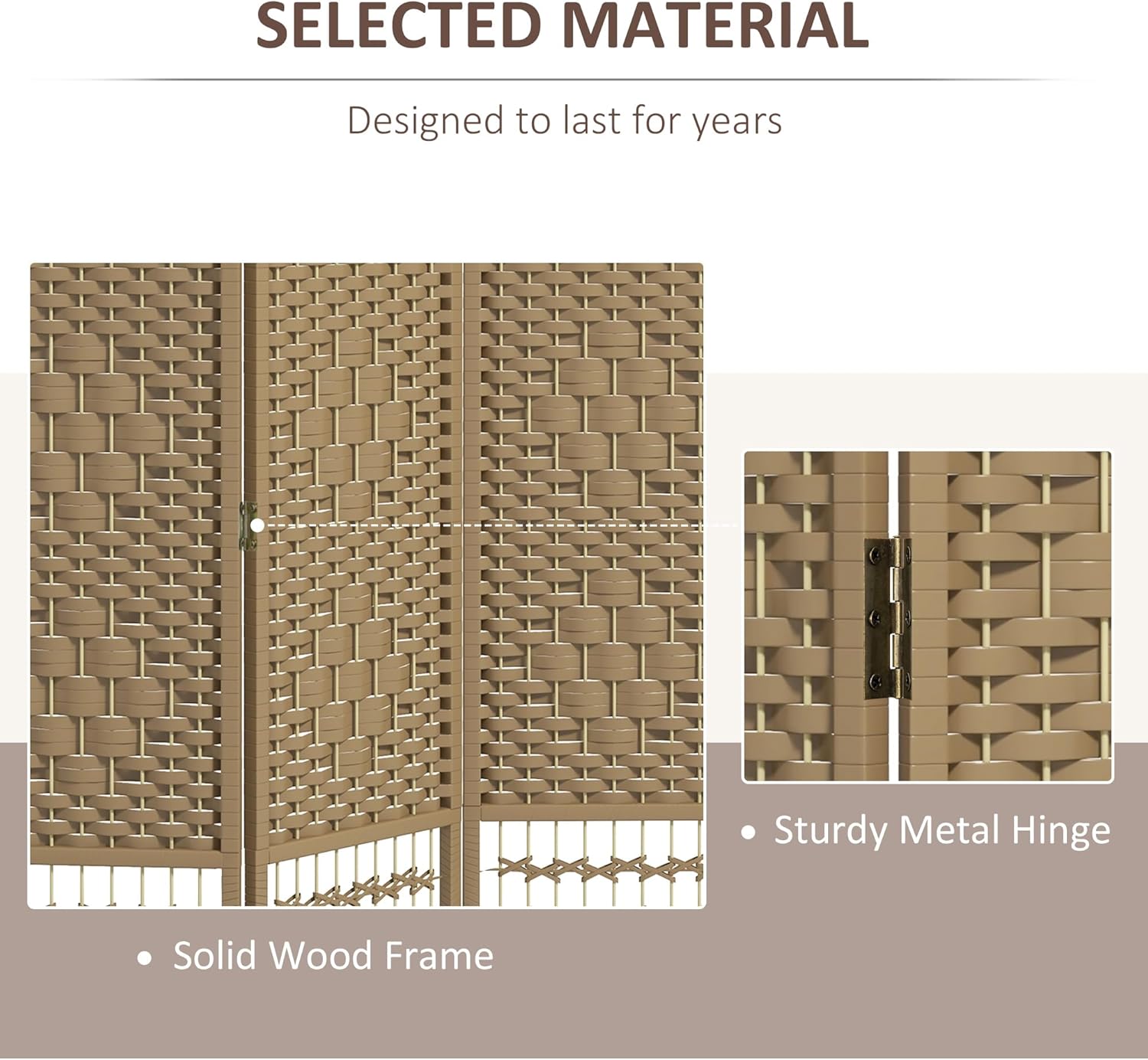NicBex Room Divider 4 Panel Room Dividers with Woven Paper Design Partition Room Dividers and Folding Privacy Screens 5.6 FT Wall Divider for Office, Room Separation,63.6" W x 0.5" D x 67" H, Natural - Lumora Desk