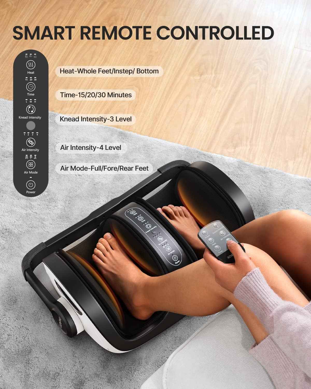 RENPHO 4-in-1 Shiatsu Foot Massager with Heat, Foot and Calf Massager, Father Day Gifts for Husband Men Dad, FSA Eligible Items Only List, Deep Kneading Massage for Plantar Fasciitis Relief, Size 14