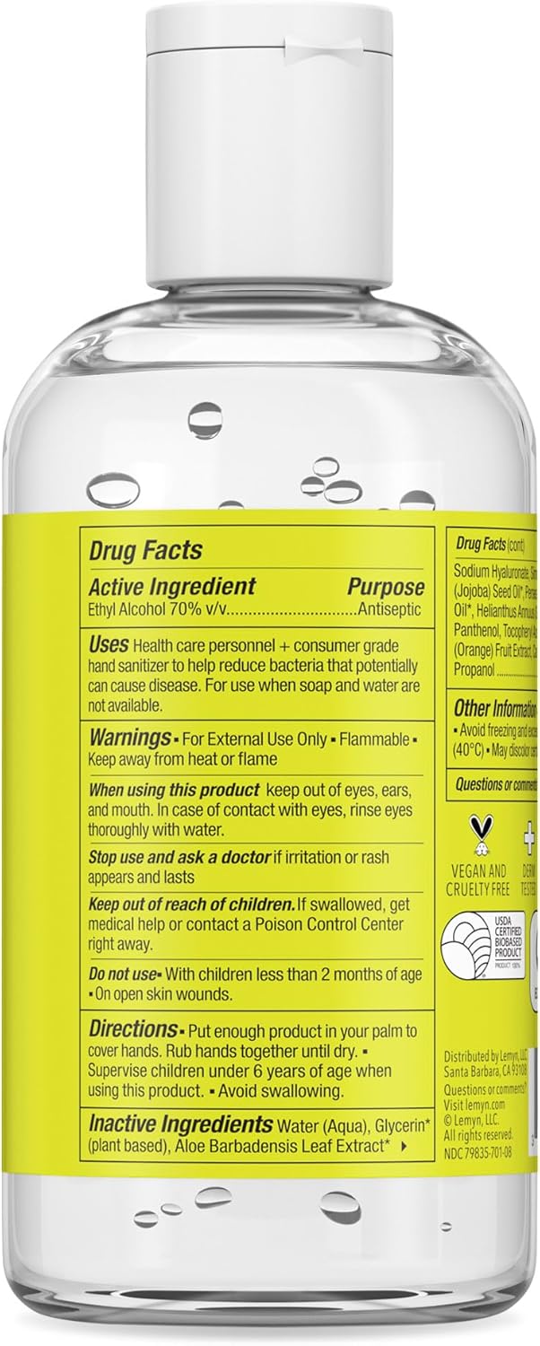 Medical Grade Hand Sanitizer Gel - 97% ORGANIC - 8 FL.OZ. Flip-Top (PACK OF 6)
