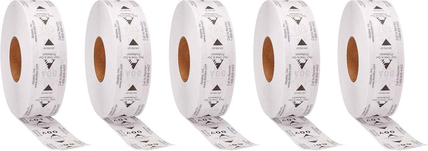 5-Pack Two-Digit Turn-O-Matic T80 White Take-a-Number Tickets for D80 Ticket Dispenser