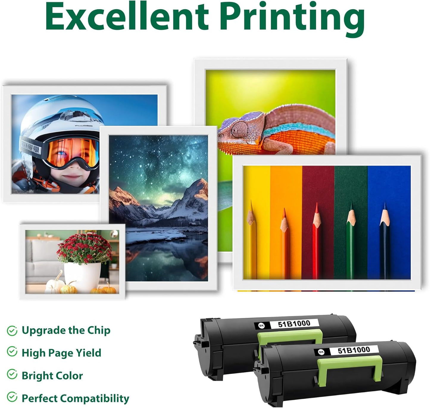 51B1000 Toner Cartridge Black (with New Chip) Replacement for Lexmark 51B1000 for MS317 MS317dn MX317 MS417 MX417 MS517 MX517 MS617 MX617 Printers, 2-Pack for 51B2000 51B00A0 Toner