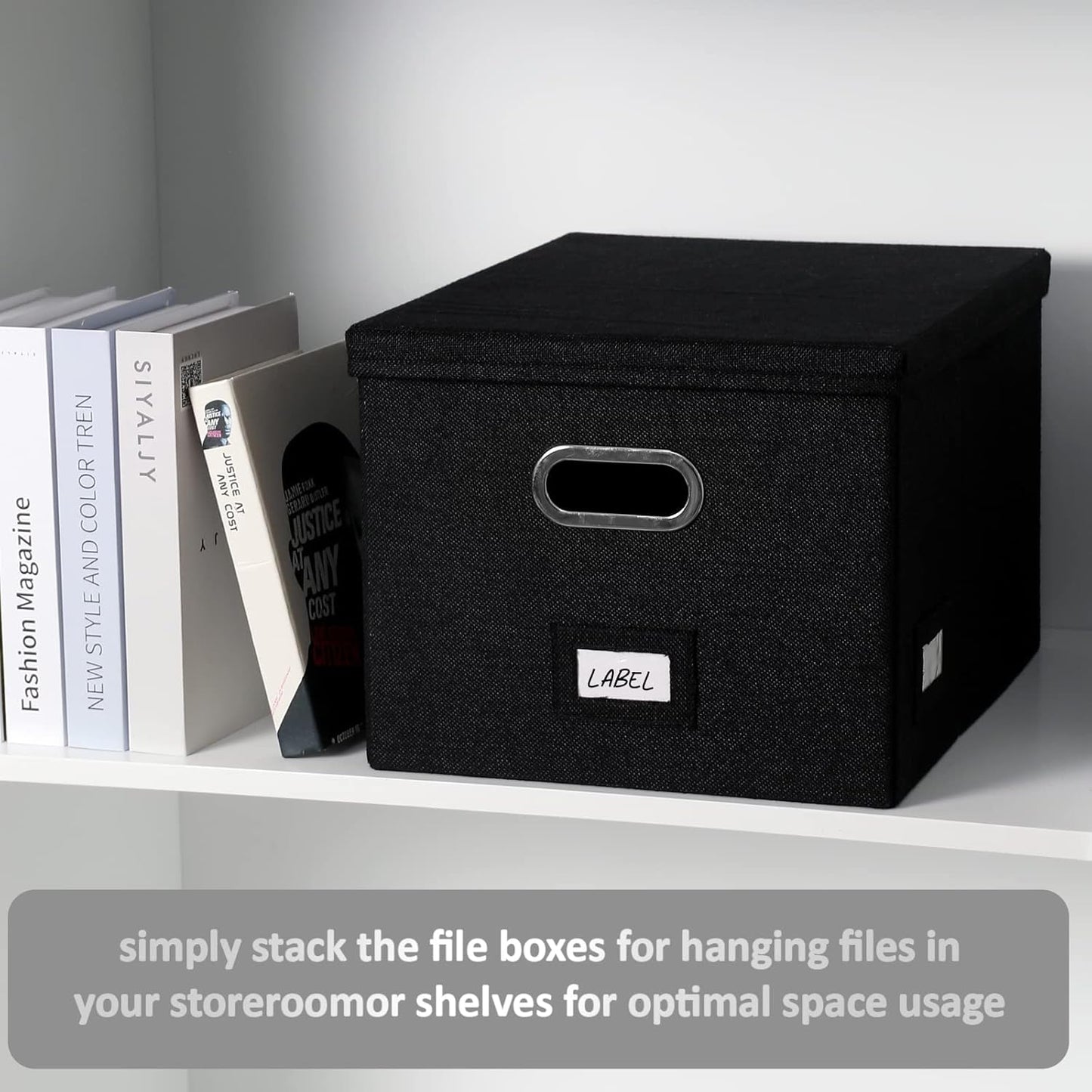 File Organizer Collapsible Storage Box for Office File Box with Lids Document Organizer for Office and Home Easy Slide Durable Hanging File Box (Black)