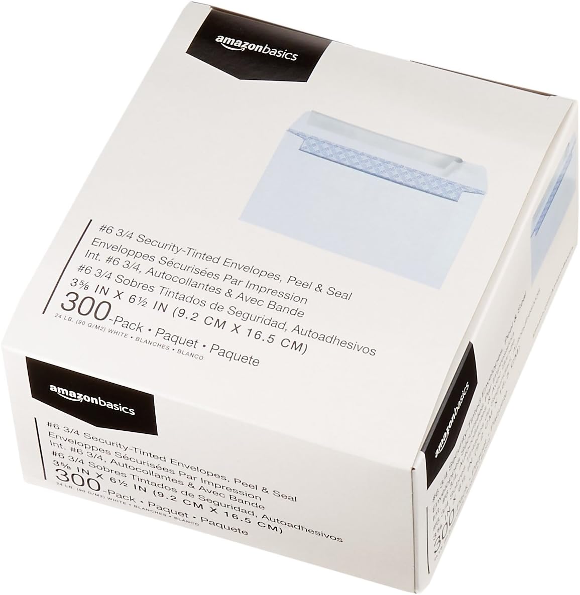Amazon Basics Quality #6 3/4 Security-Tinted Envelopes with Peel and Seal, 300-Pack, White - Lumora Desk