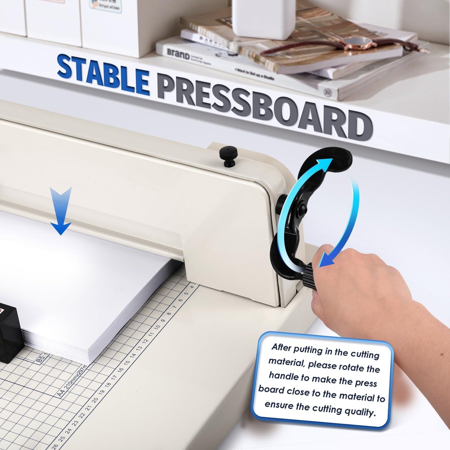 Heavy Duty A4 Paper Cutter 400 Sheet Thickness Cutting Capacity, 12 Inch Stack Guillotine Paper Cutter with 1 Replacement Blade, Stack Trimmer Suitable for Paper Leather Cardboard Nonwoven