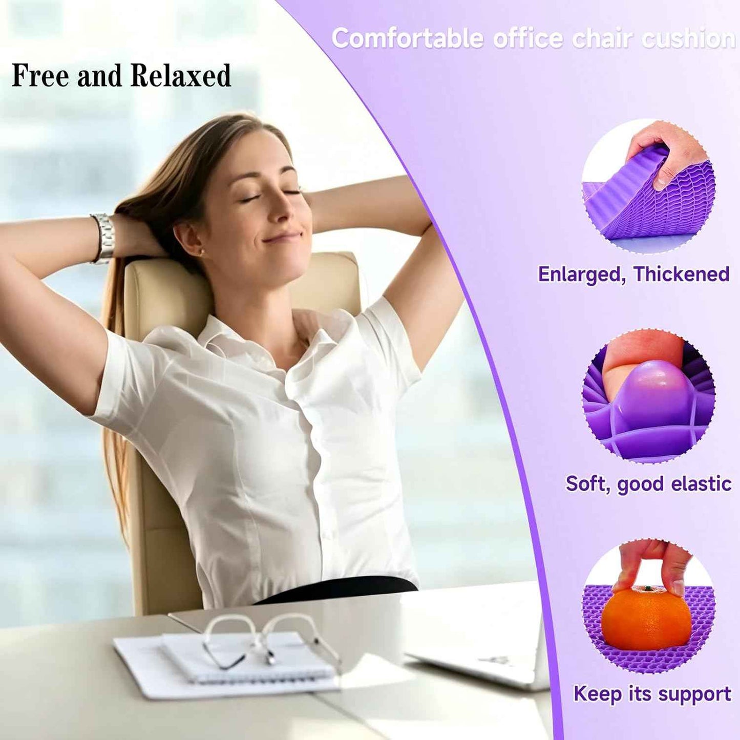 Innovative Gel Seat Cushion for Long Sitting, Breathable Grid Seat Cushion, Soft Cooling Support Chair Cushion for Office Chair, Wheelchair, Car, Gel Cushion for Back, Sciatica,Tailbone Pain Relief.