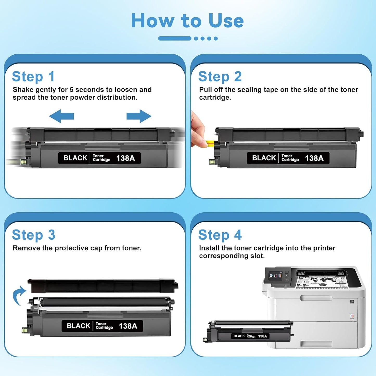 138A Toner Cartridge 1 Black with Chip Compatible for HP 138A W1380A Work with HP Laserjet Pro 3001dw 3001fdw 3001, MFP 3101fdw 3101 High Yeild Printer Toner Cartridge