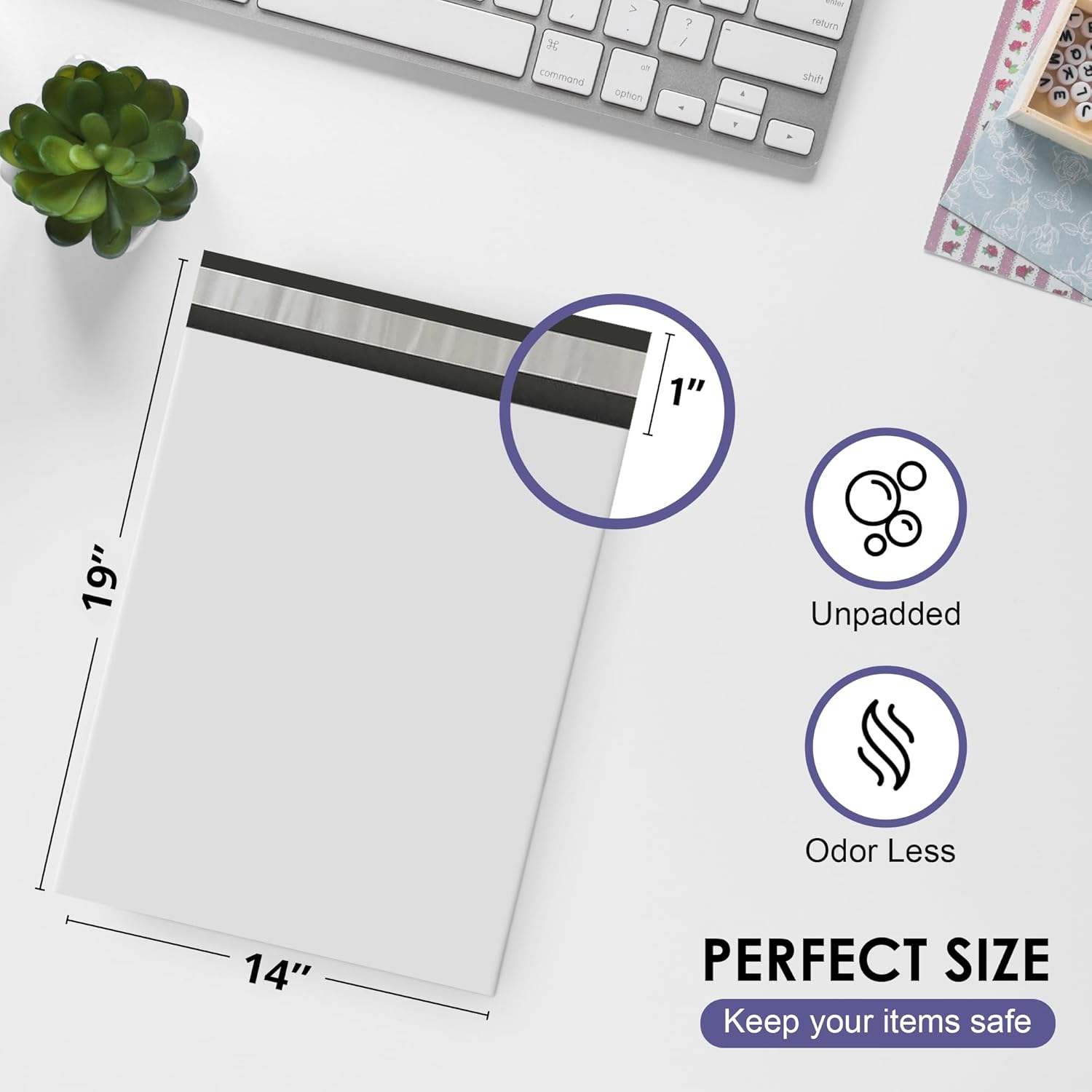 White Large Poly Mailers 14.5x19 Inch | Strong Adhesive Self-Seal Mailer Bag | Tear, Tamper, Water Resistant Shipping Envelopes | Thick Strong polymailer Bags | Clothing Shipping Bags | 500 Pcs Bulk - Lumora Desk