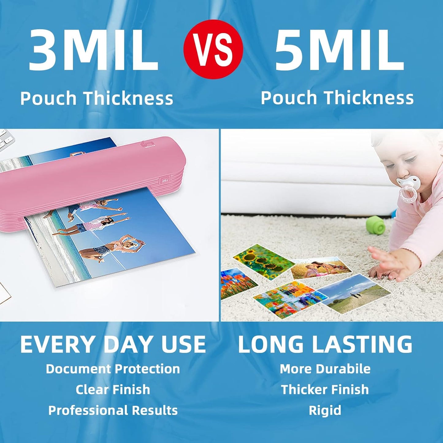 Uinkit 120Pack Thermal Laminating Pouches 3mil Laminating Sheets 4.3x6.3 inches for Sealed 4x6 Photo Card Documents, Glossy Clear Laminator Pouch Rounded Corner