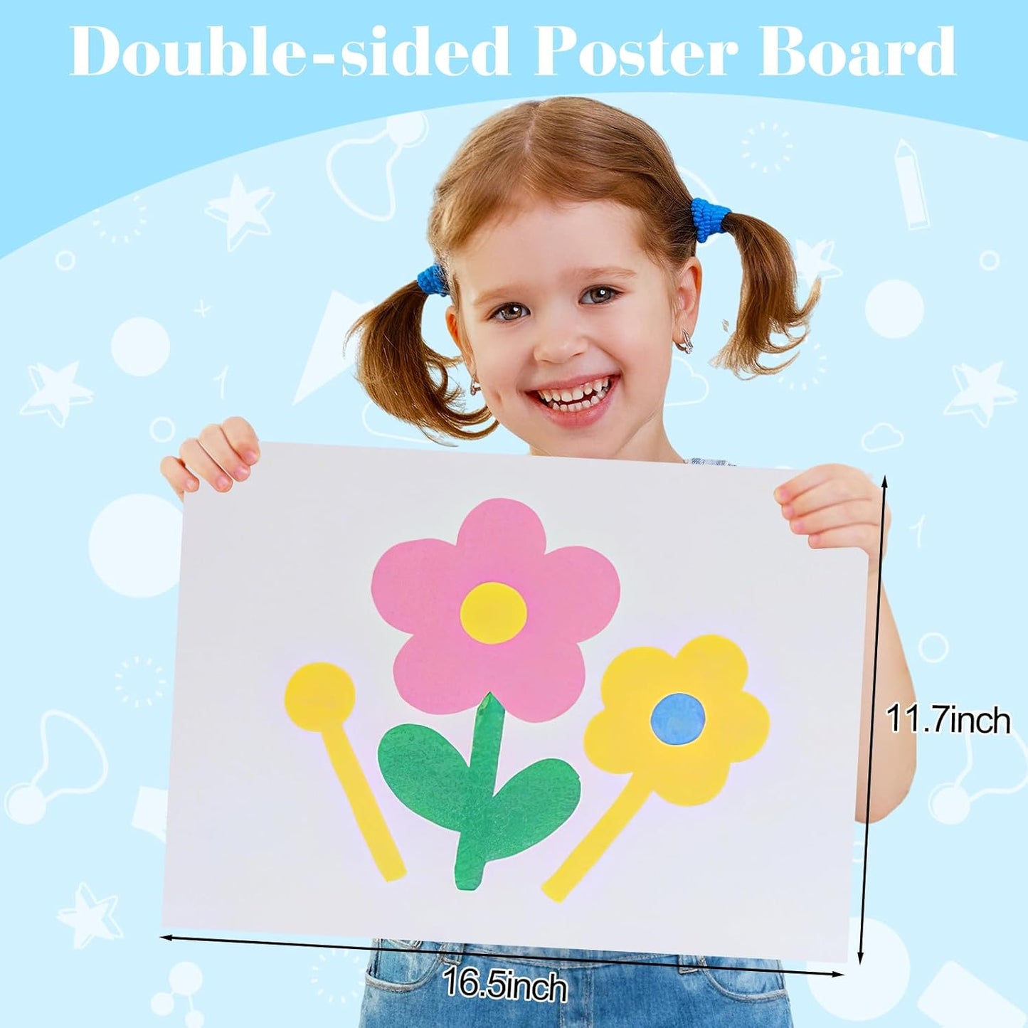 60 Pcs White Poster Board Paper 11.7 x 16.5, ROOKEA White Vision Boards Bulk Smart Posterboard Blank Graphic Display Card Paper for Drawing Artwork School Arts Crafts Classroom Projects Scrapbooking