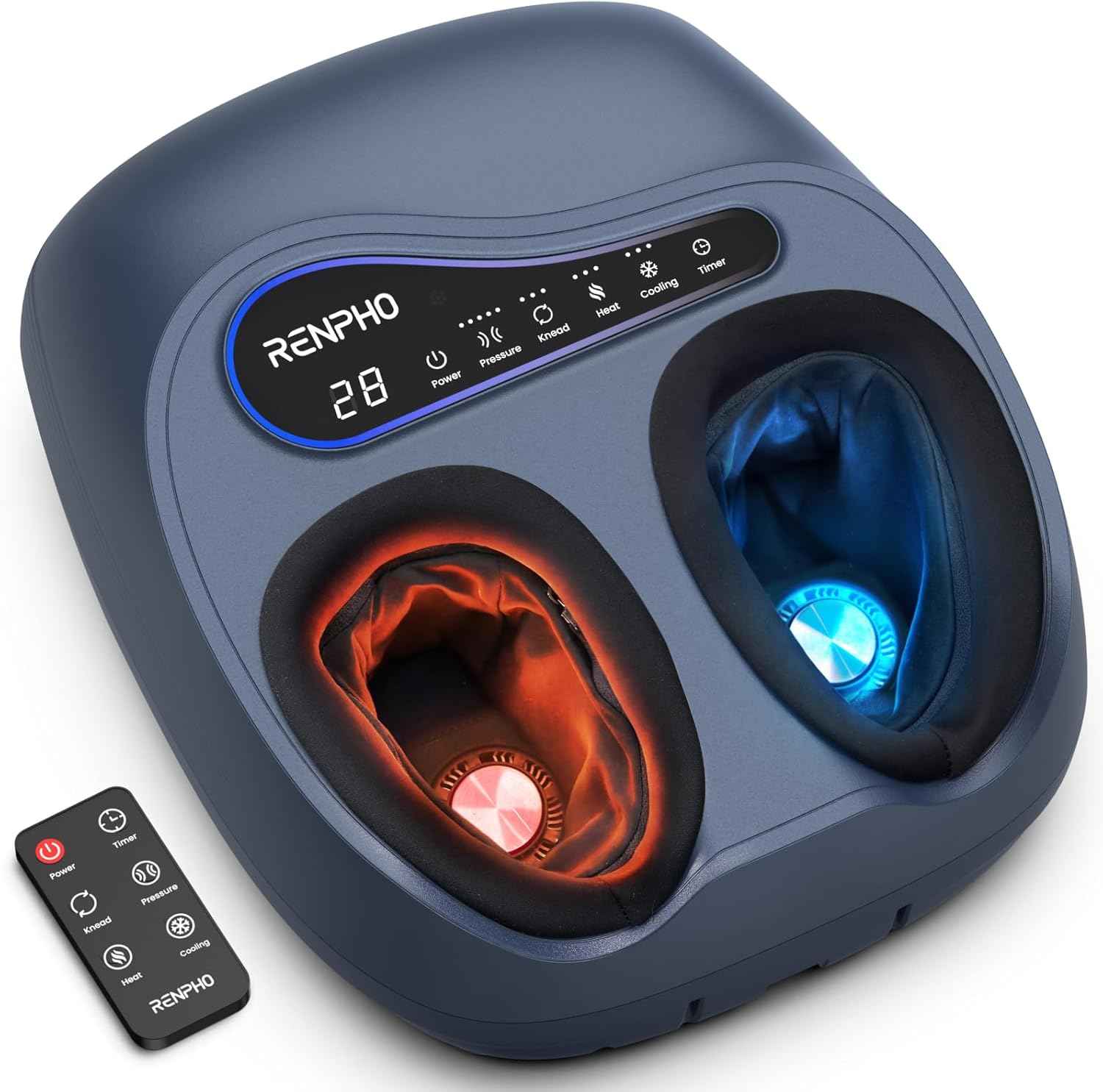 RENPHO Thermacool 2-in-1 Foot Massager with Heat & Cold, HSA Eligible FSA Only Products, Father Day Gifts for Husband, 3 Kneading & 5 Compression for Neuropathy & Plantar Fasciitis, Up to US Size 13