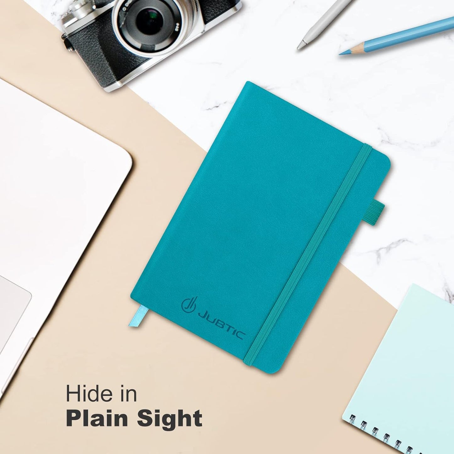 JUBTIC Password Book with Alphabetical Tabs. Medium Size Password Keeper Logbook for Internet Log in, Website Address. Hardcover Password Journal Notebook & Organizer for Home Office, Turquoise