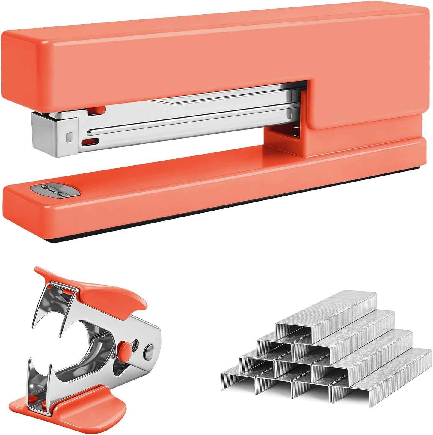 Office Desktop Stapler - 25 Sheet Capacity with 830 Staples and Staple Remover,Staplers for Desk,Non-Slip for School, Home, Orange