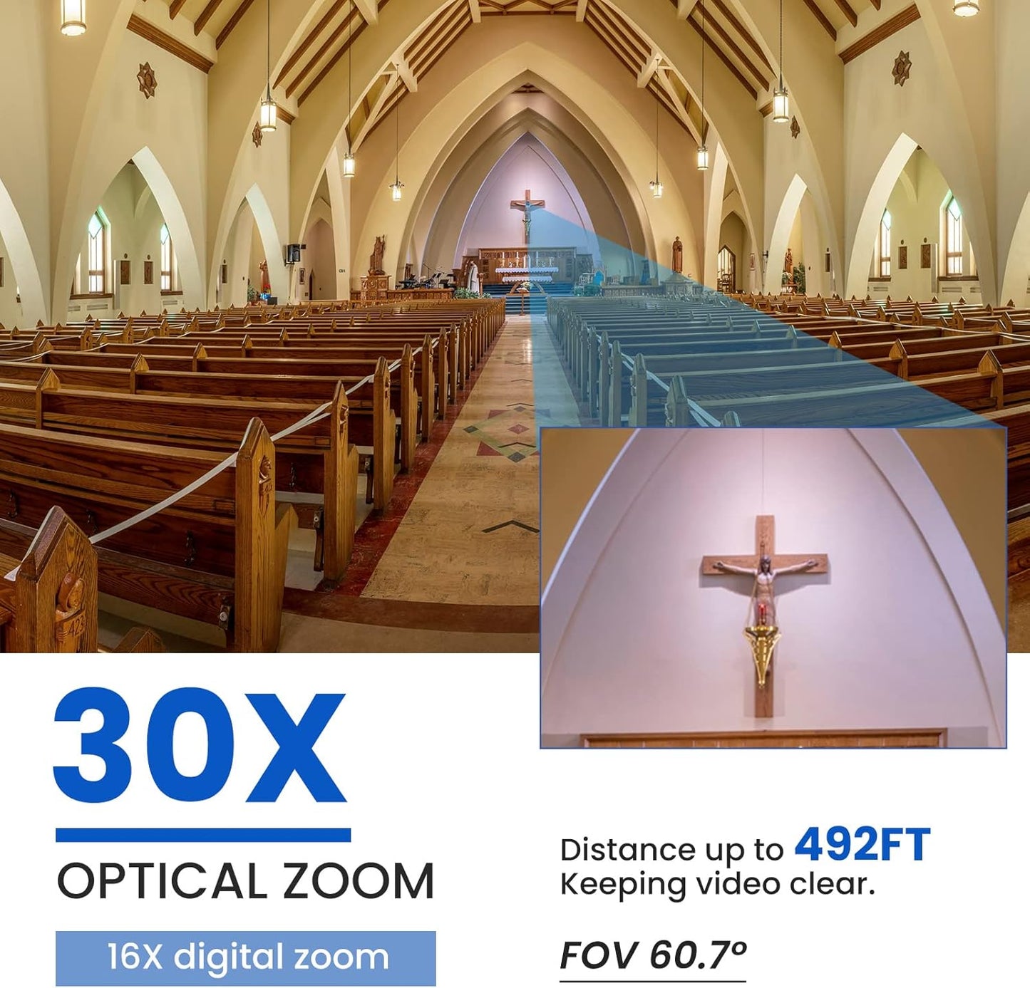 PTZ Camera, NDI Camera Support 30X Optical Zoom Video/POE/Network IP Live Streaming, Simultaneous 3G-SDI and USB Video Output for Conferences, Church, Teaching