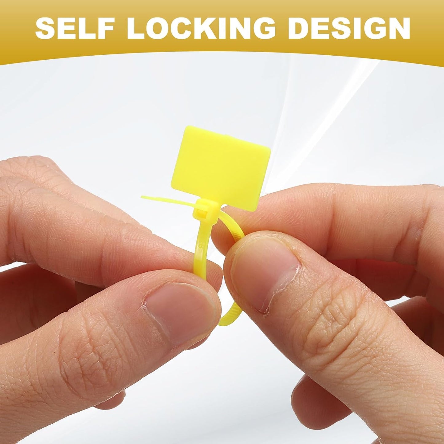 uxcell 100 Pcs Cable Label Marker Tags, Nylon Cable Zip Tie Tags 8.7 Inch Writable Self-Locking Wire Labels Zip Ties for Organization Marking, Yellow