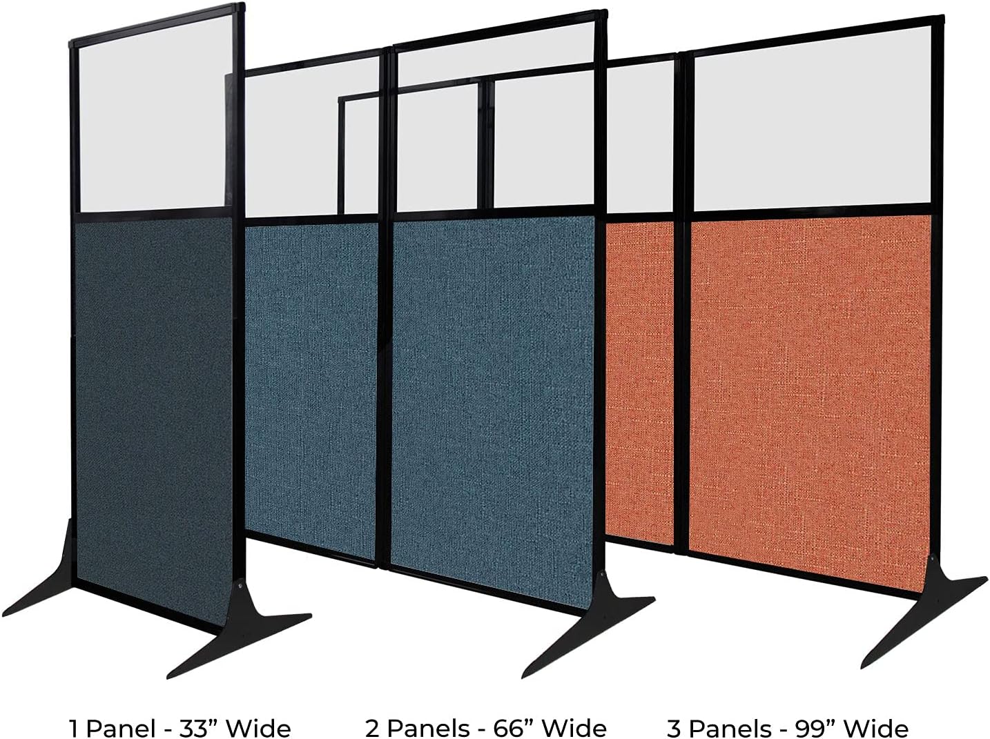 Versare Workstation Partition | Portable Wall Divider | Modern Office Cubicle | Free Standing Privacy Screen | Flexible Work Space | 99" x 70" Papaya Fabric Panels