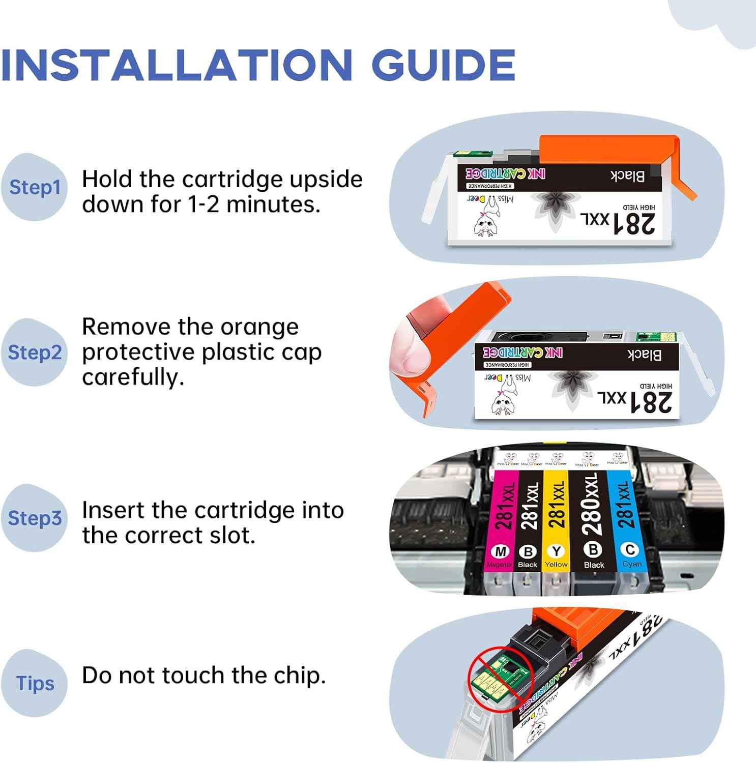 Miss Deer PGI-280XXL PGBK Black Ink Cartridges Compatible for Canon 280 281 Ink Cartridges to use with Canon TR8620A TR8520 TR7520 TS9120 TS6320 TS6220 TS6120 TS702 TS8120 TS8220 TS8320 Pinter