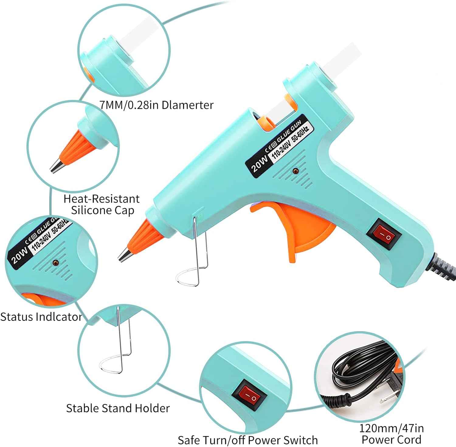 Hot Glue Gun Kit Mini: Mini Hot Glue Guns Kit with 20 Sticks Melt Glue Gun Craft for Kids School DIY Arts Home Quick Repairs Multi-application 2 Pack
