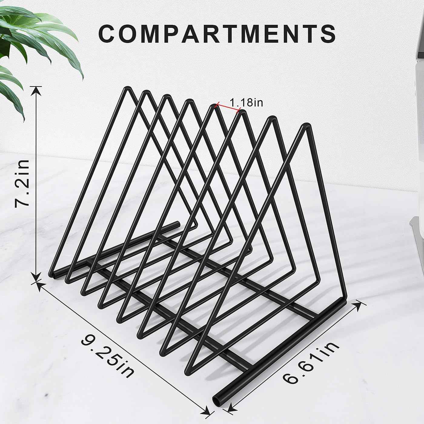 TOPCJ 2 Sets Upgraded Triangle File Folder Rack,7 Sections File Holder,File Storage Sorter/Stand,Desktop File Organizer,Wire Organizer Rack,Magazine Folder Holder,Letter/Legal, Anti-Scratch/Rusty