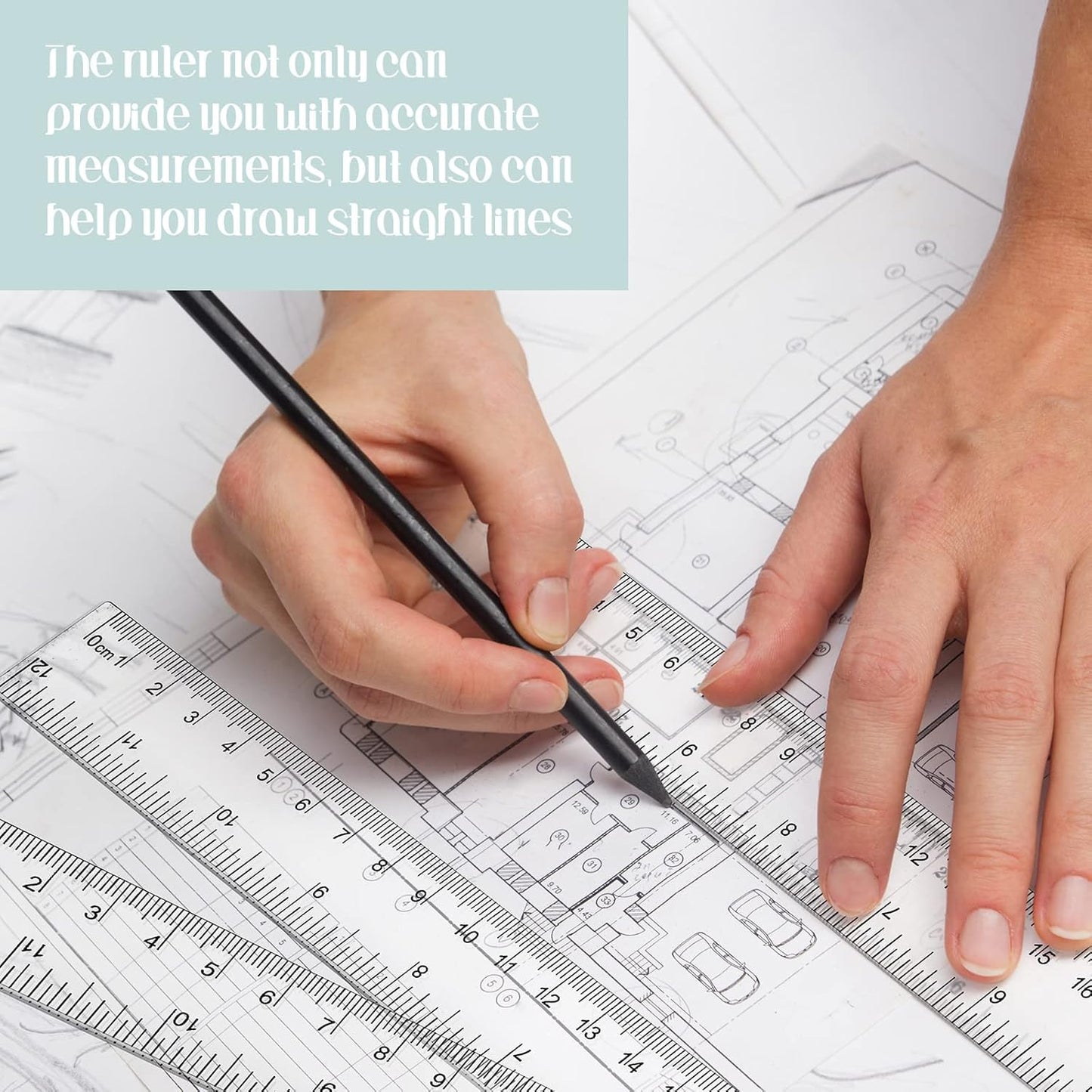 Fuutreo 100 Pack 12 Inch Rulers Bulk Plastic Clear Rulers for Classroom with Centimeters and Inches Drafting Measuring Tools for Back to School Student Classroom Office