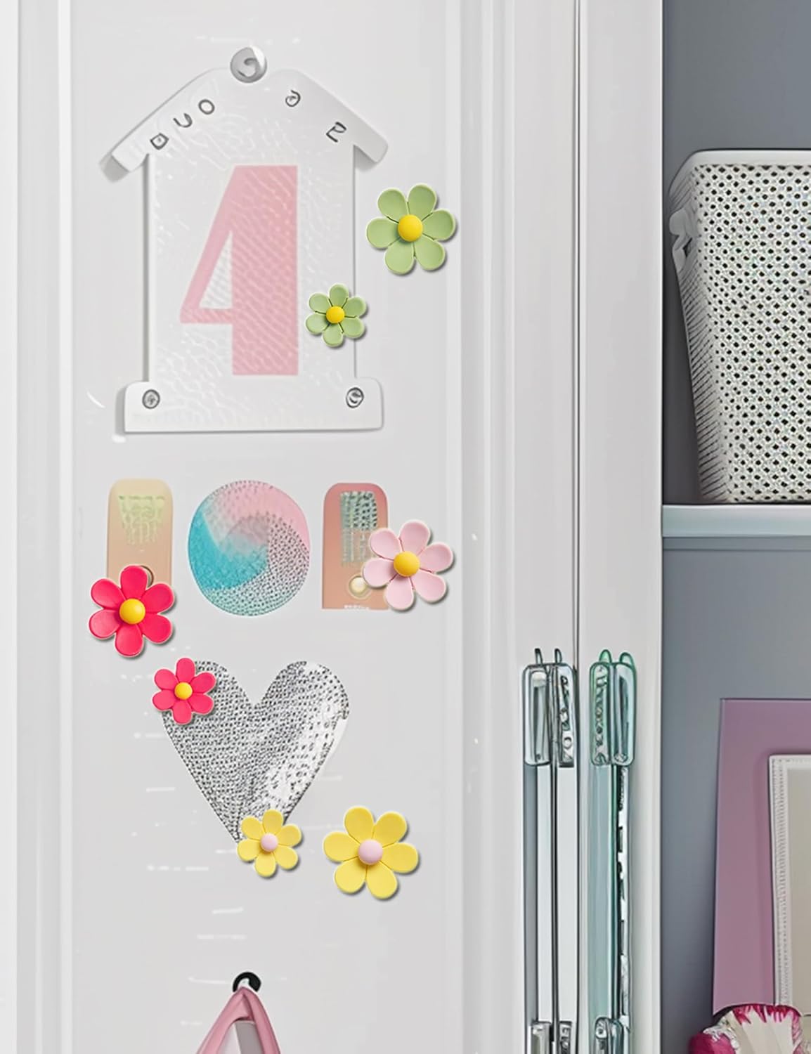 Mymazn Fridge Magnets Cute Refrigerator Magnets Colorful Decorative Magnets Funny 3D Flower Magnet for Office Kitchen Locker 14PCS (7 Small+7 Large)