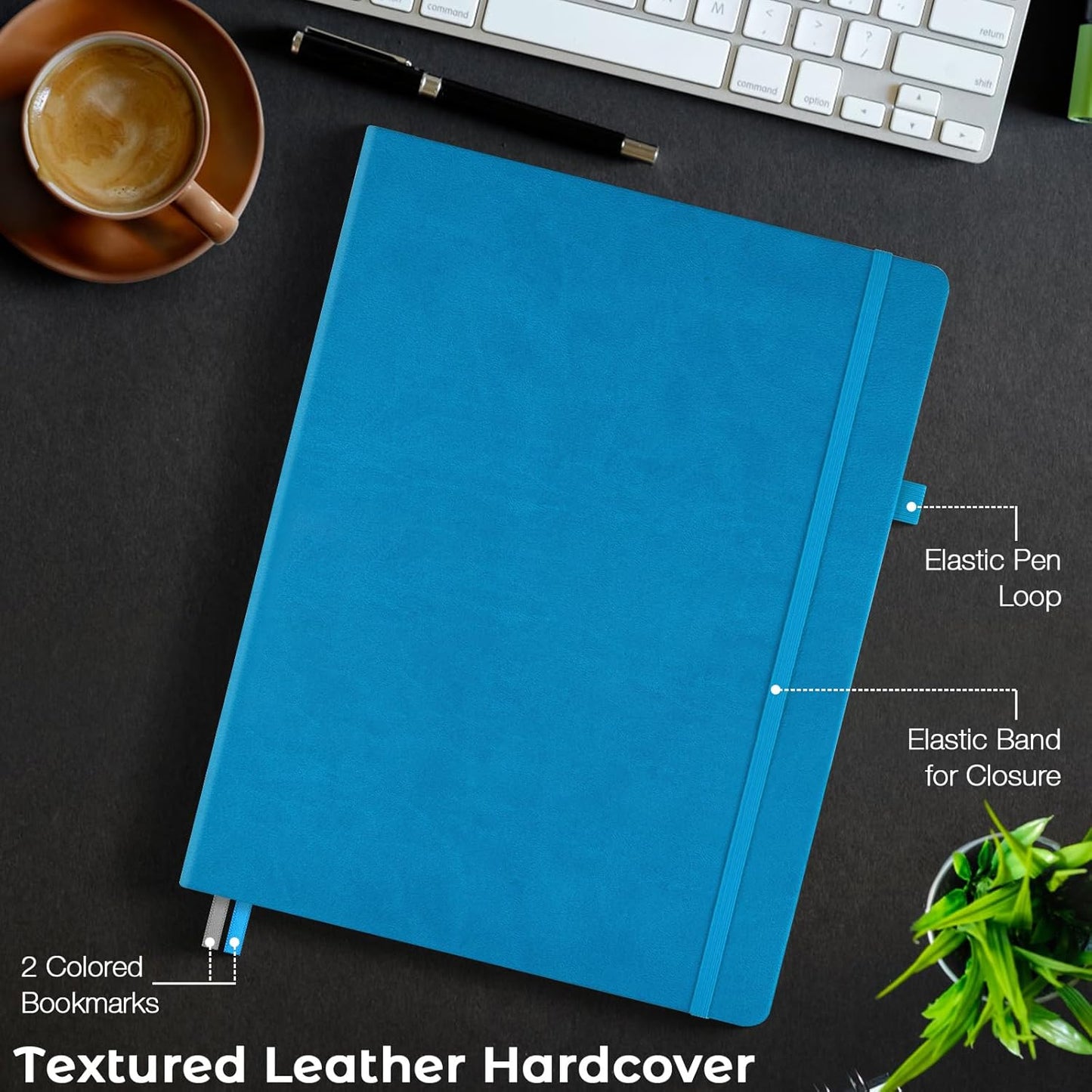 Graph Paper Notebook, Hardcover Notebook 8.5 x 11, Grid Notebook Journal for Women, Men, Large Leather Journals for Writing, Thick Paper, A4 Notebooks for Work, School Supplies, Engineering Navy